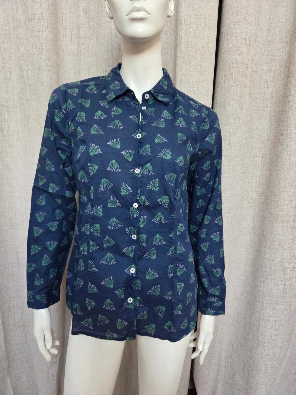Chemise Nice Things bleu marine motif botanique vert – Petit 40